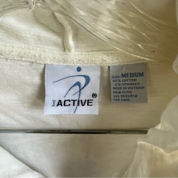 I Active Empire Waist Lace Trimmed Puff Sleeve Zipper Sweatshirt Jacket Size M - Picture 7 of 8